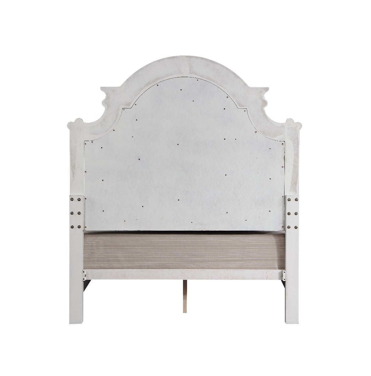 Florian Gray Fabric & Antique White Finish Eastern King Bed
