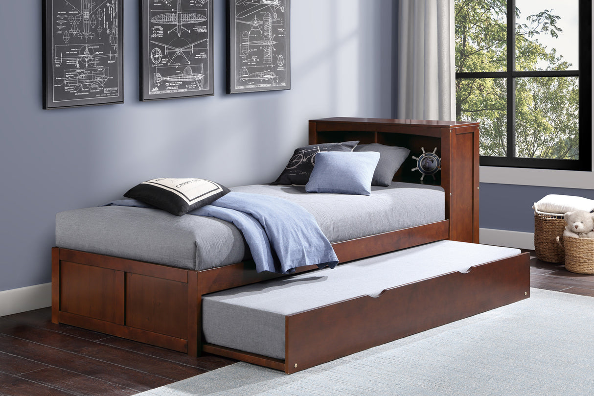 Rowe Dark Cherry Twin Bookcase Bed With Trundle