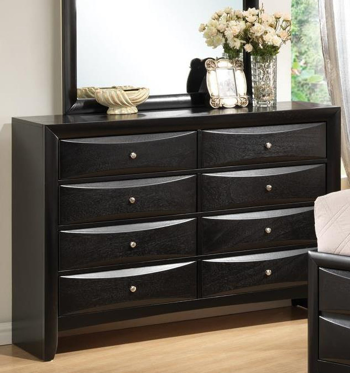 Briana Black Storage Bookcase Bedroom Set