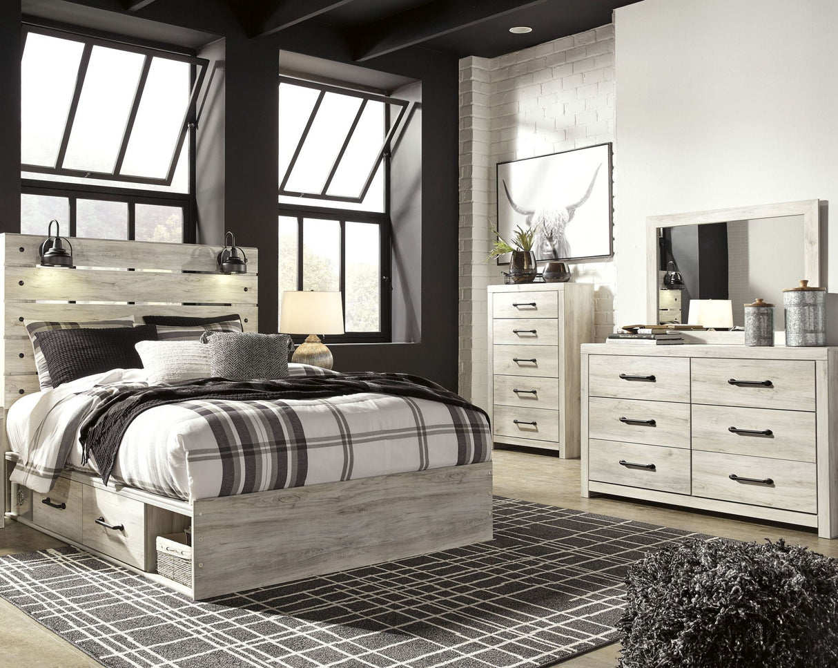 Cambeck Whitewash Panel Bedroom Set with One Side Storage