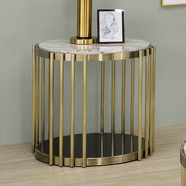 Ofelia Antique Brass/Black End Table