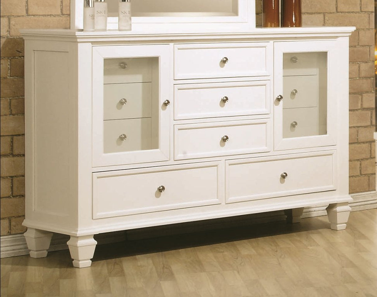 Sandy Beach White Sleigh Storage Bedroom Set - 201309