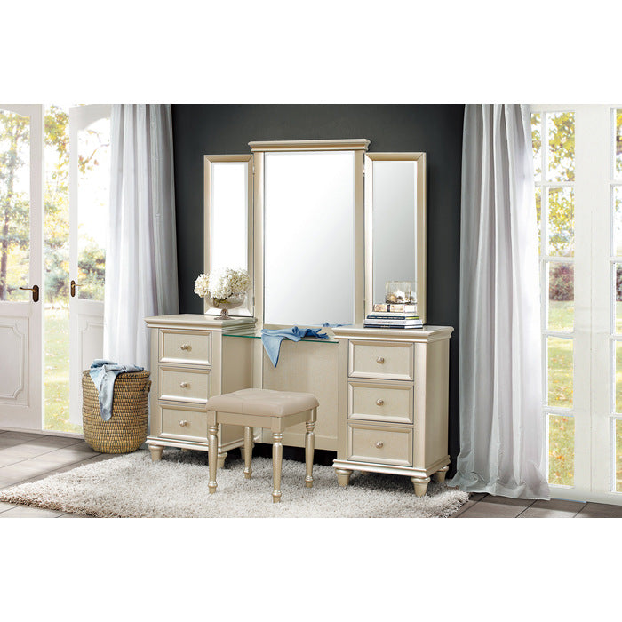 Celandine Silver Vanity Stool