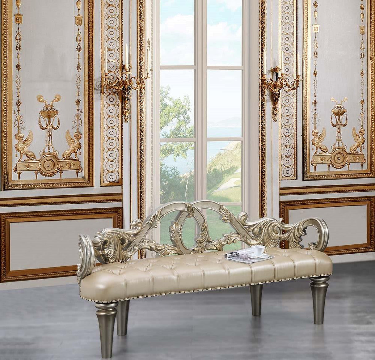 Danae Bedroom Set In Champagne And Gold Finish
