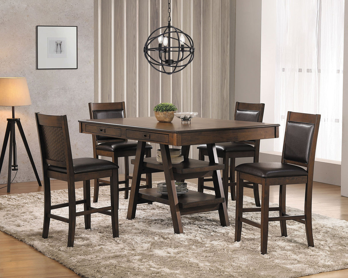 Dewey Walnut Counter Height Dining Room Set