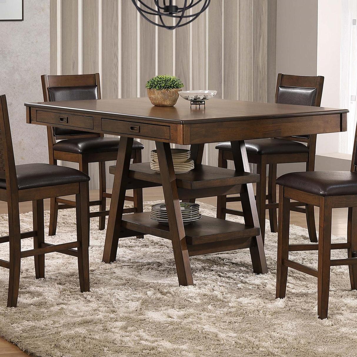 Dewey Walnut Counter Height Dining Room Set