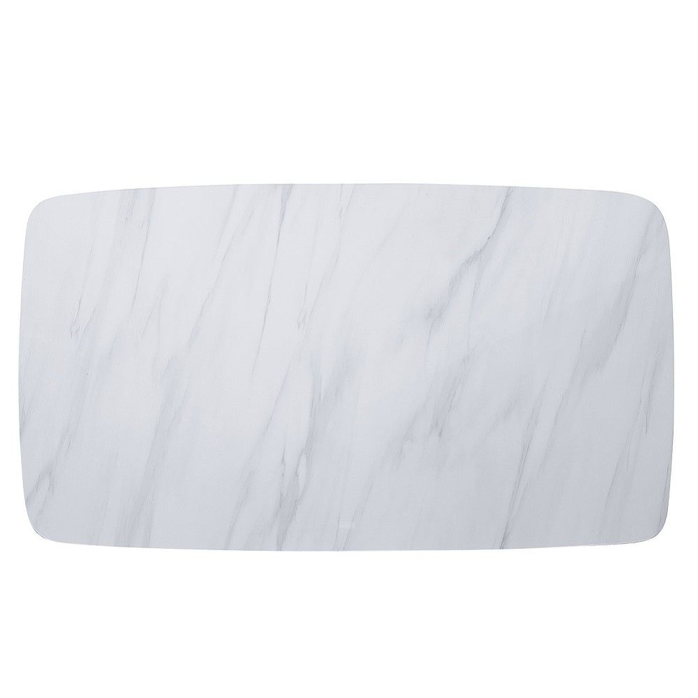 Madan Marble Top & Weathered Gray Finish Dining Table