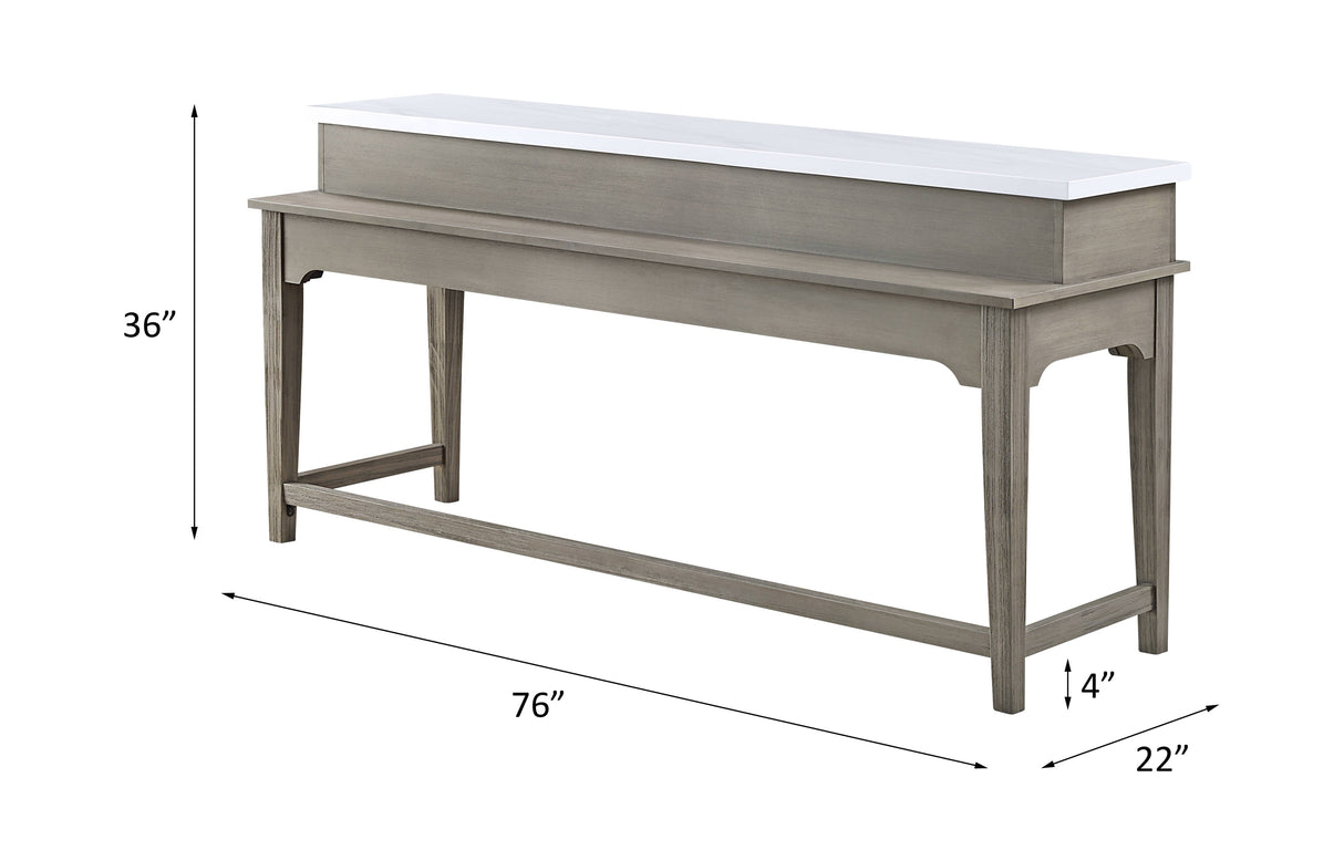 Wandella Beige Fabric, Marble Top & Rustic Oak Finish Dining Table