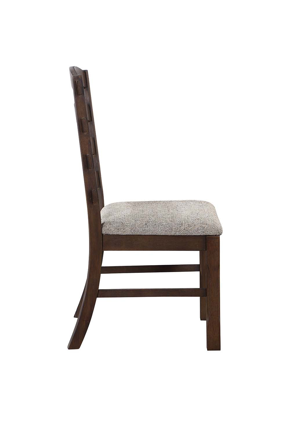 Pascaline Gray Fabric, Rustic Brown & Oak Finish Side Chair (Set-2)