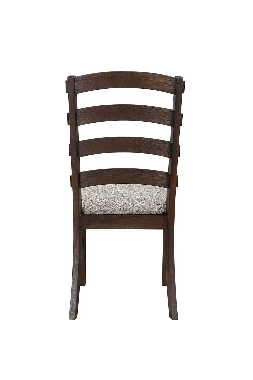 Pascaline Gray Fabric, Rustic Brown & Oak Finish Side Chair (Set-2)