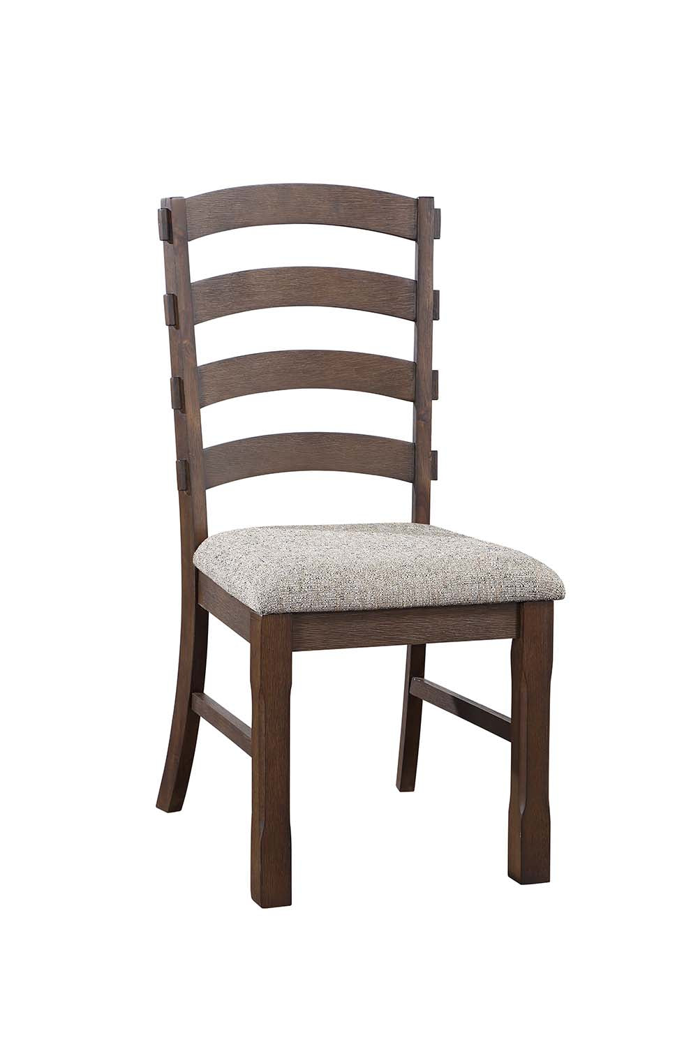 Pascaline Gray Fabric, Rustic Brown & Oak Finish Side Chair (Set-2)