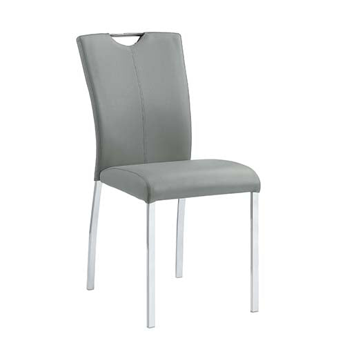 Pagan Gray Synthetic Leather & Chrome Finish Side Chair (Set-2)
