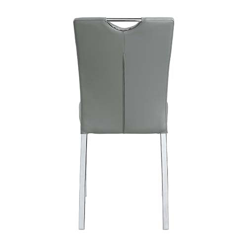 Pagan Gray Synthetic Leather & Chrome Finish Side Chair (Set-2)