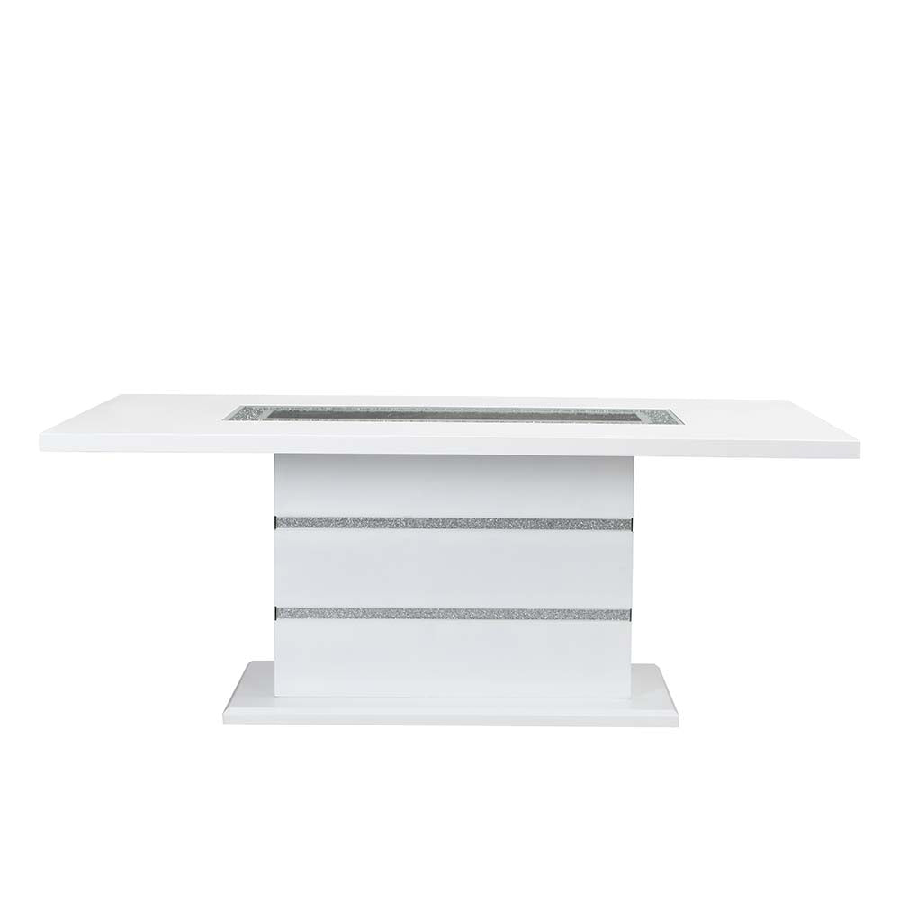 Elizaveta Faux Crystal Diamonds & White High Gloss Finish Dining Table
