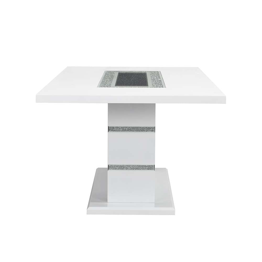 Elizaveta Faux Crystal Diamonds & White High Gloss Finish Dining Table