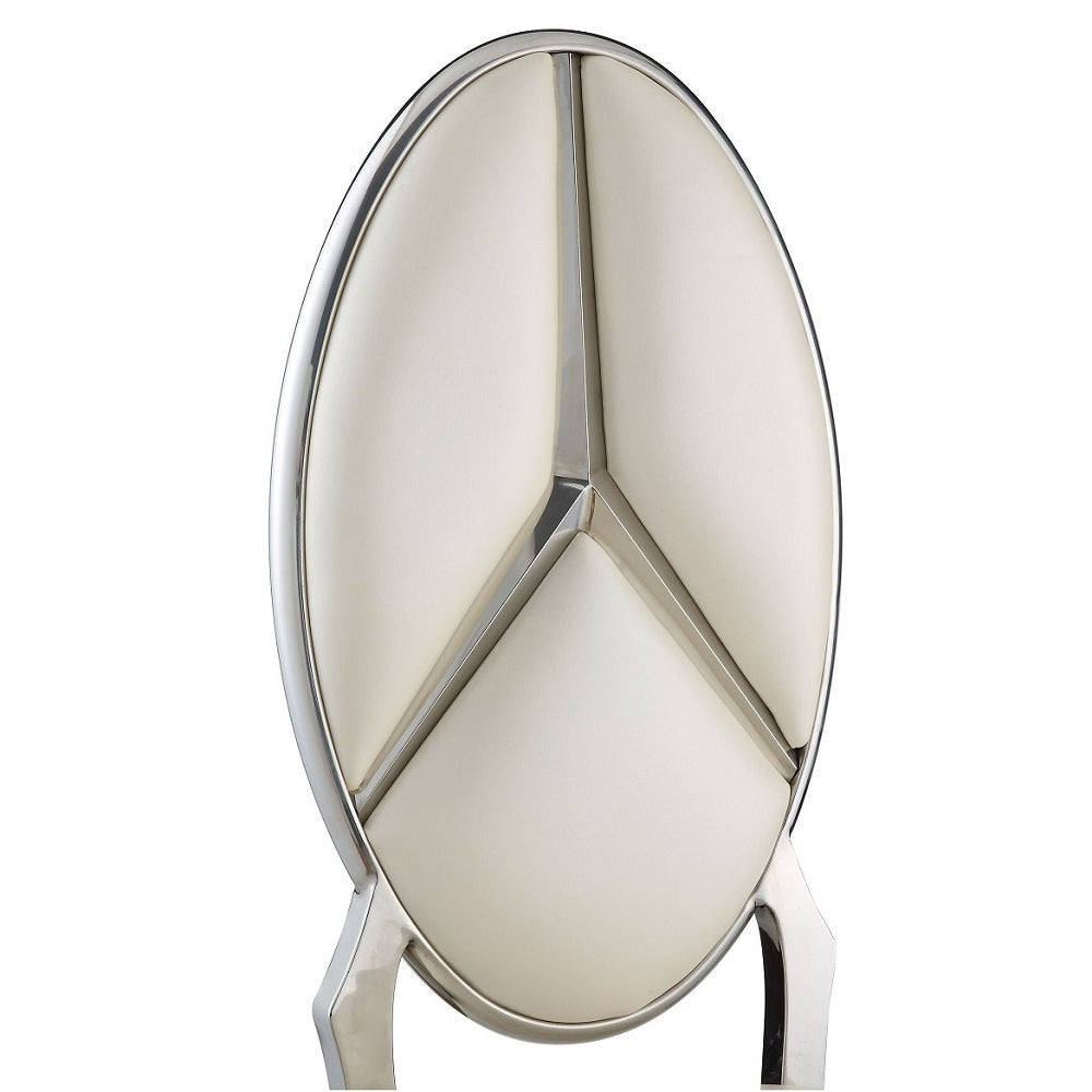 Cyrene Beige Synthetic Leather & Antique White Finish Side Chair (Set-2)