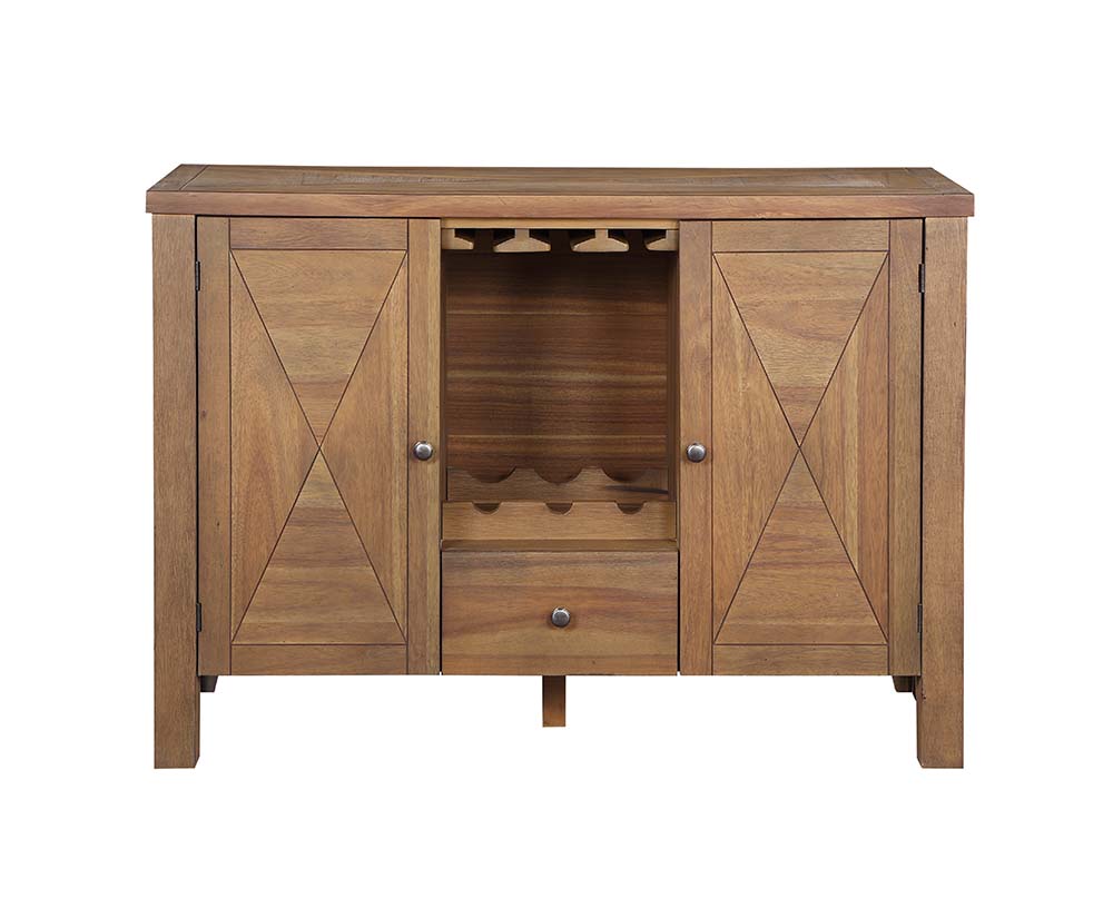 Pascaline Gray Fabric, Rustic Brown & Oak Finish Server