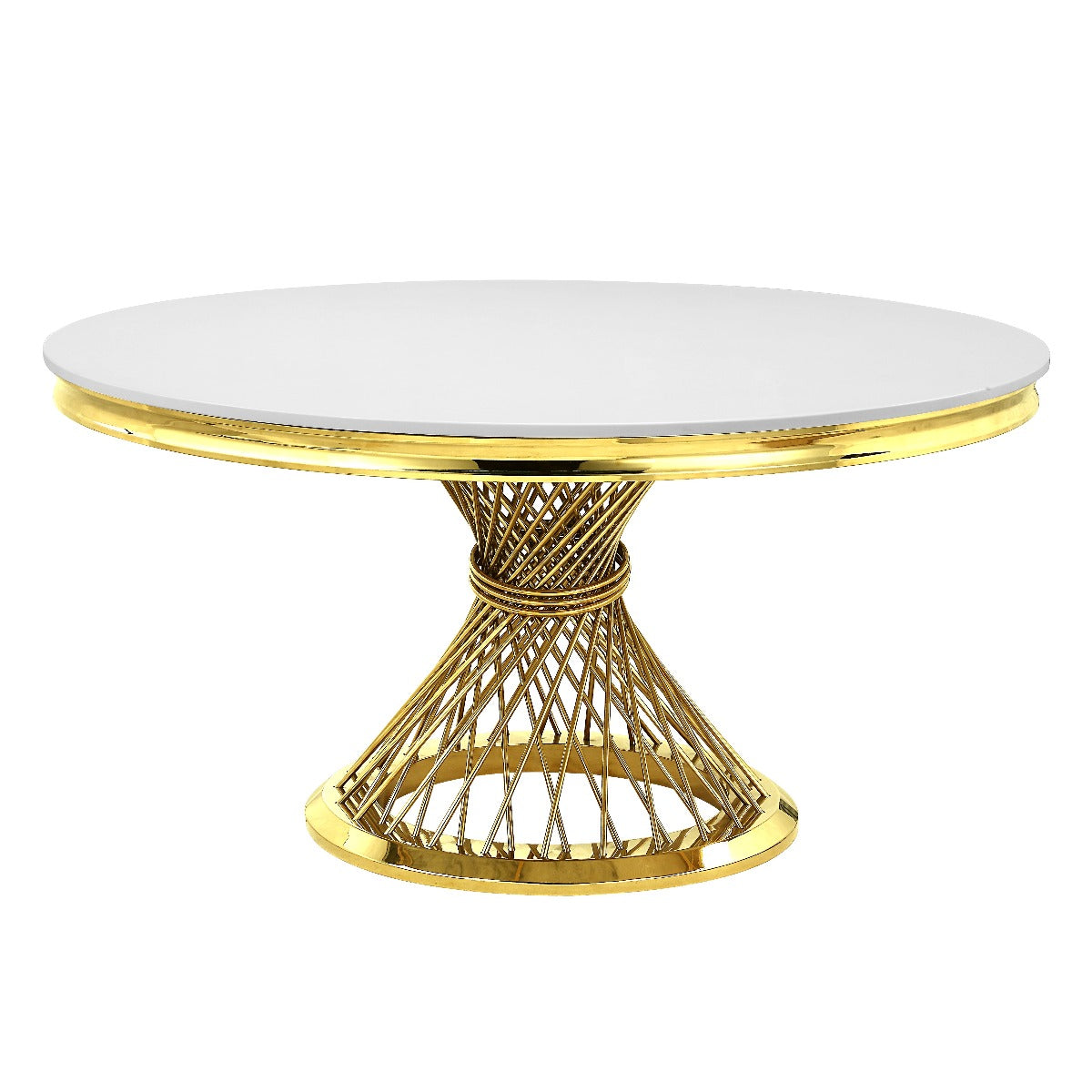 Fallon Engineered Stone, Top & Mirrored Gold Finish Dining Table