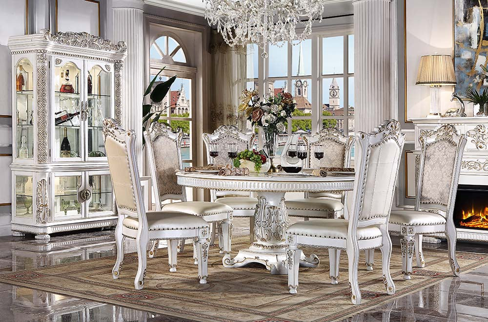 Vendom Antique Pearl Finish Dining Table