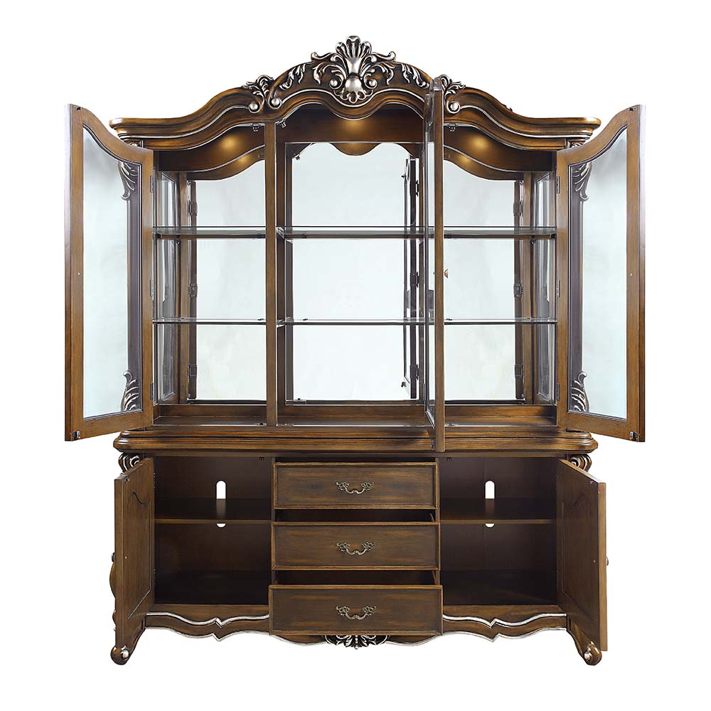 Latisha Antique Oak Finish Hutch & Buffet