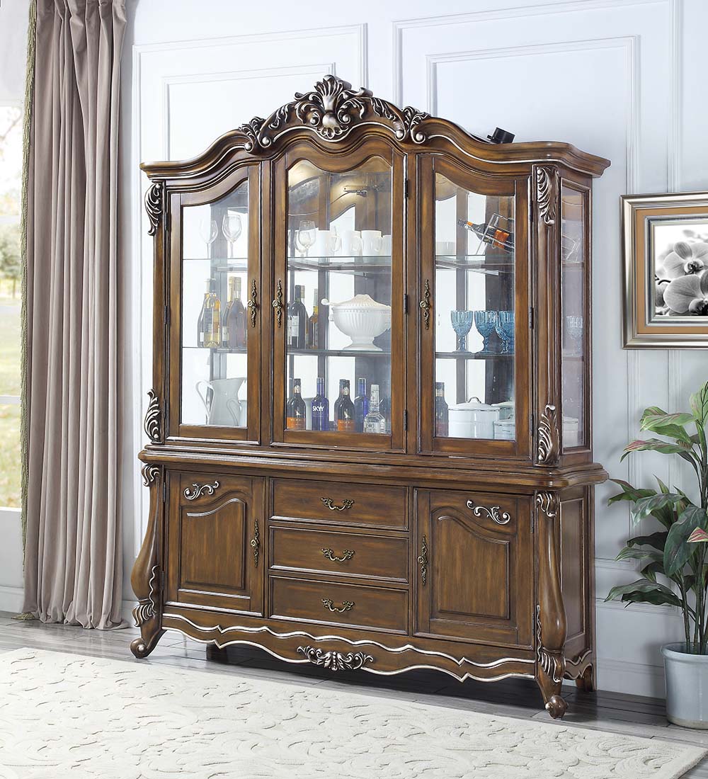 Latisha Antique Oak Finish Hutch & Buffet