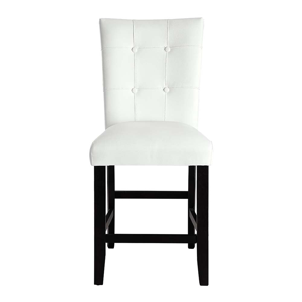 Hussein White Synthetic Leather & Black Finish Counter Height Chair (Set-2)