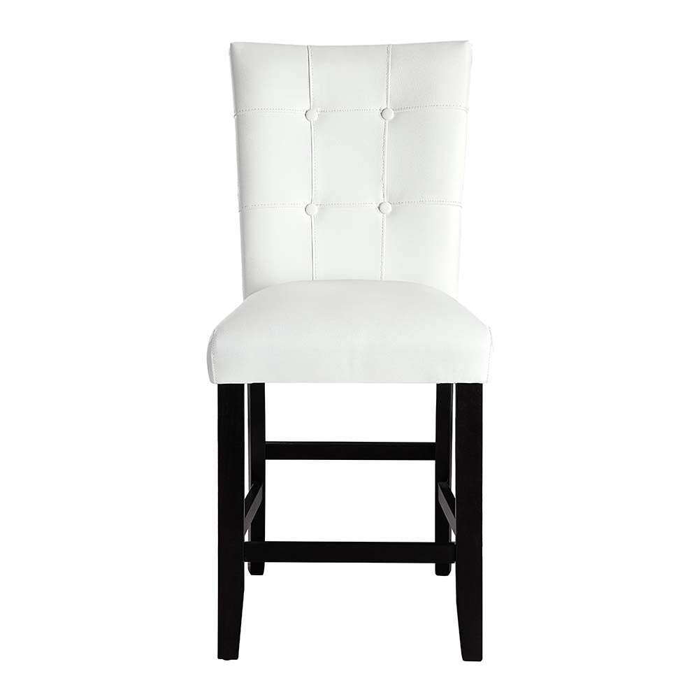 Hussein White Synthetic Leather & Black Finish Counter Height Chair (Set-2)