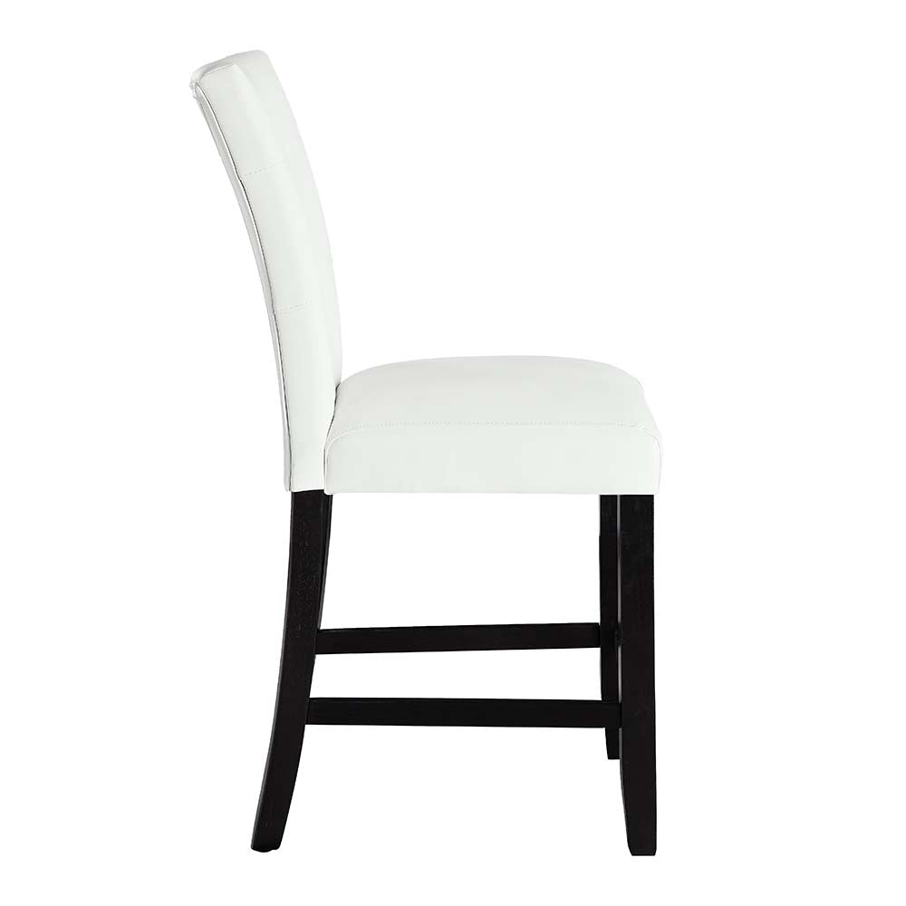 Hussein White Synthetic Leather & Black Finish Counter Height Chair (Set-2)