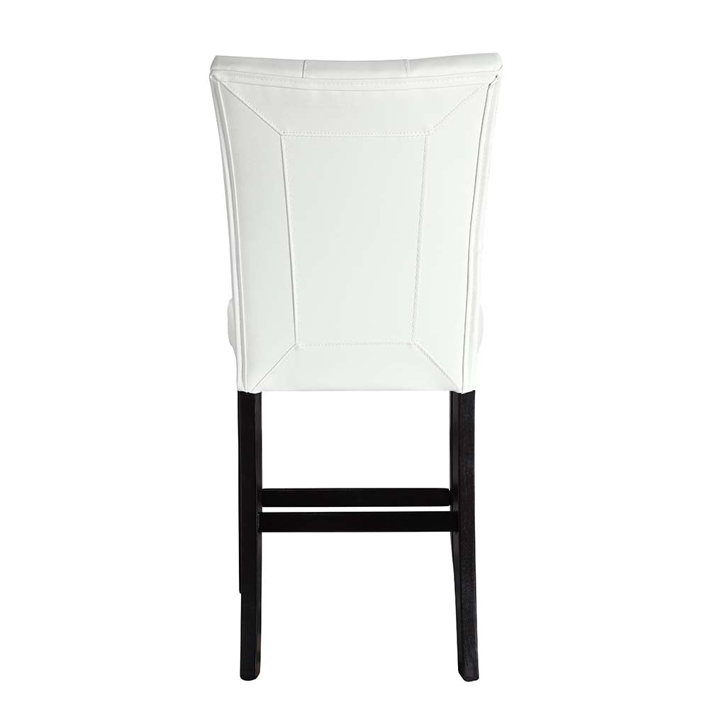 Hussein White Synthetic Leather & Black Finish Counter Height Chair (Set-2)