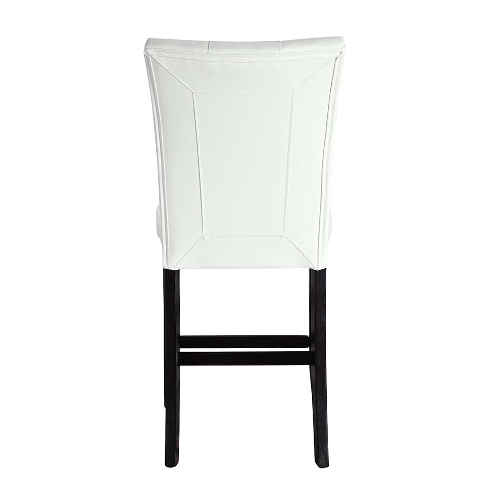 Hussein White Synthetic Leather & Black Finish Counter Height Chair (Set-2)