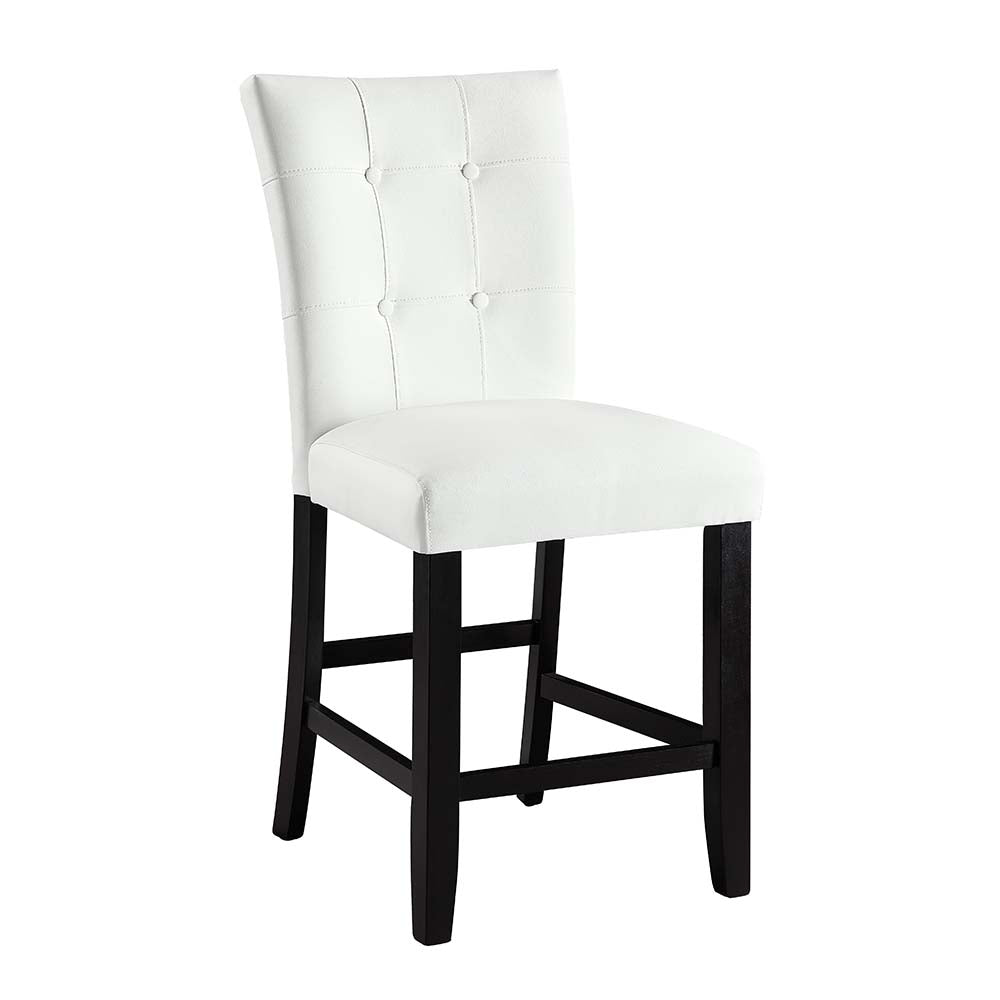 Hussein White Synthetic Leather & Black Finish Counter Height Chair (Set-2)