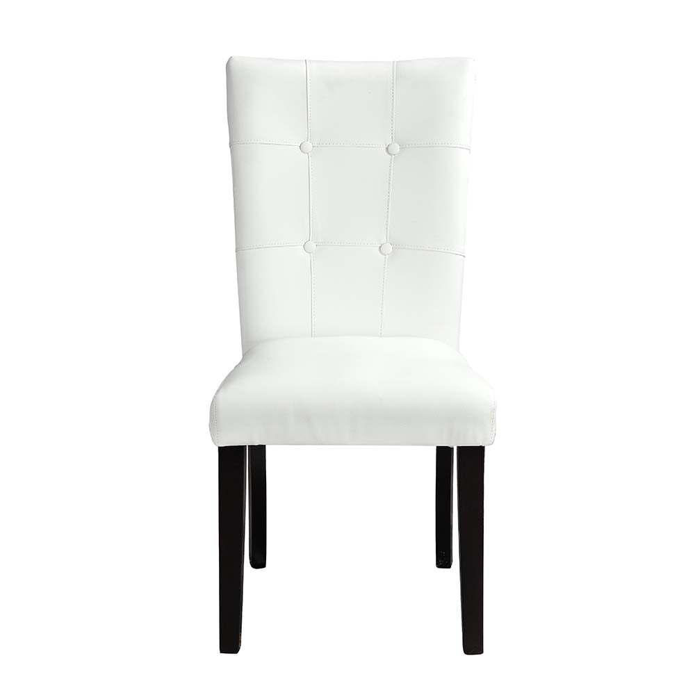 Hussein White Synthetic Leather & Black Finish Side Chair (Set-2)