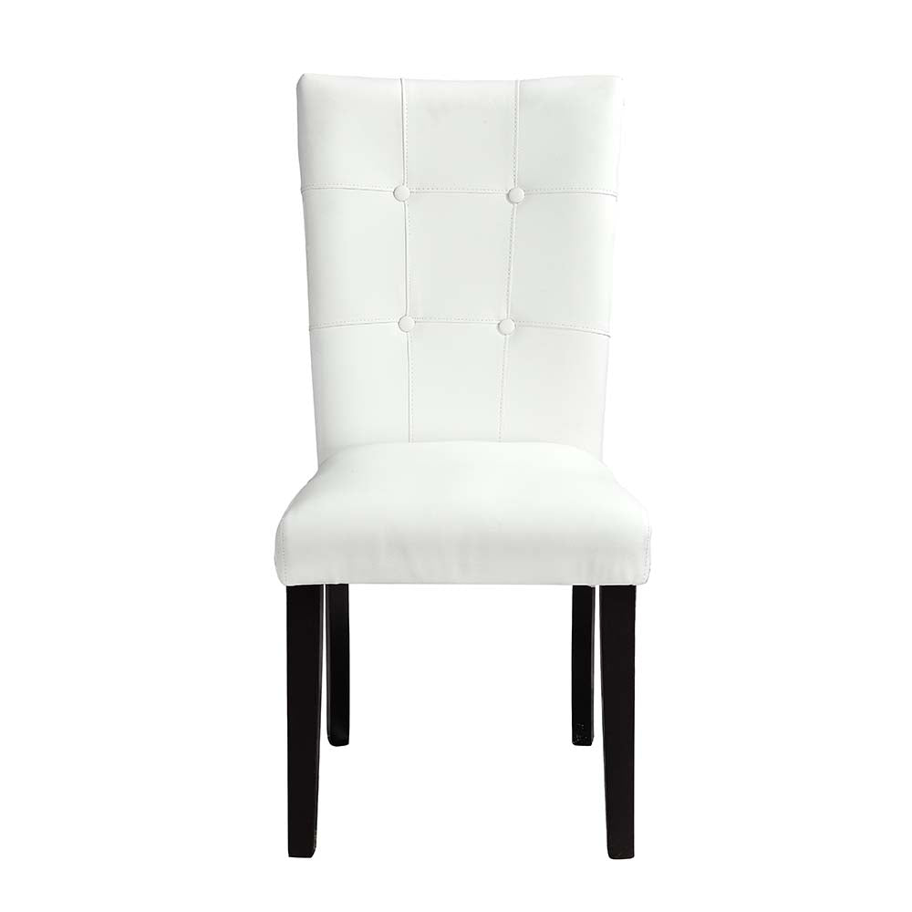 Hussein White Synthetic Leather & Black Finish Side Chair (Set-2)