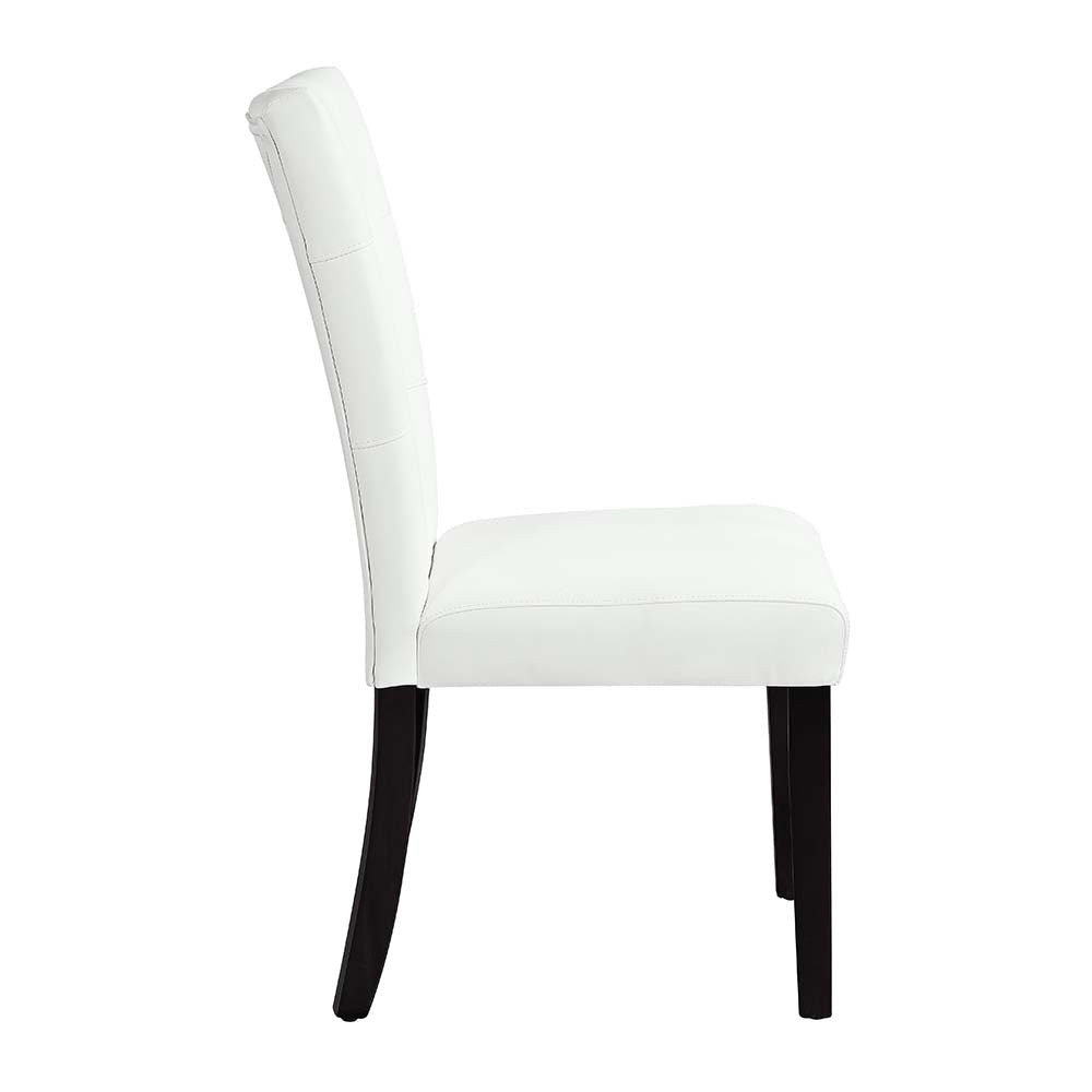Hussein White Synthetic Leather & Black Finish Side Chair (Set-2)