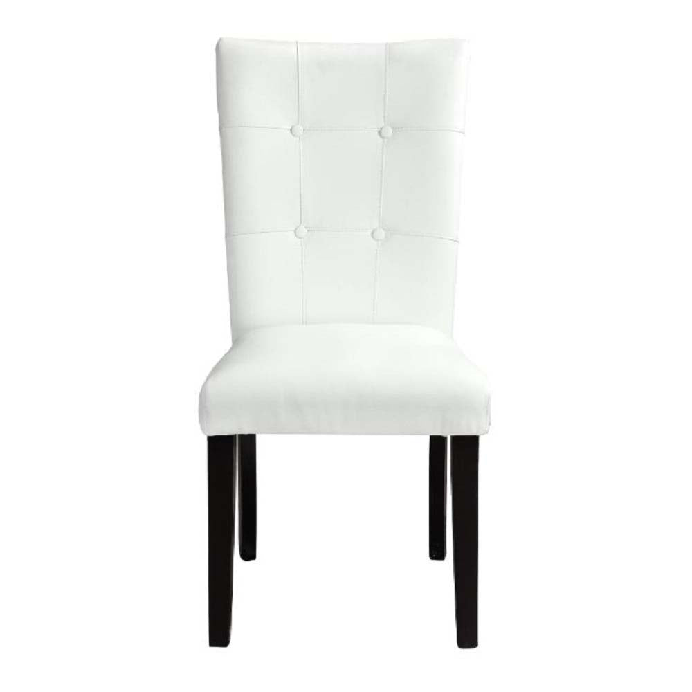 Hussein White Synthetic Leather & Black Finish Side Chair (Set-2)