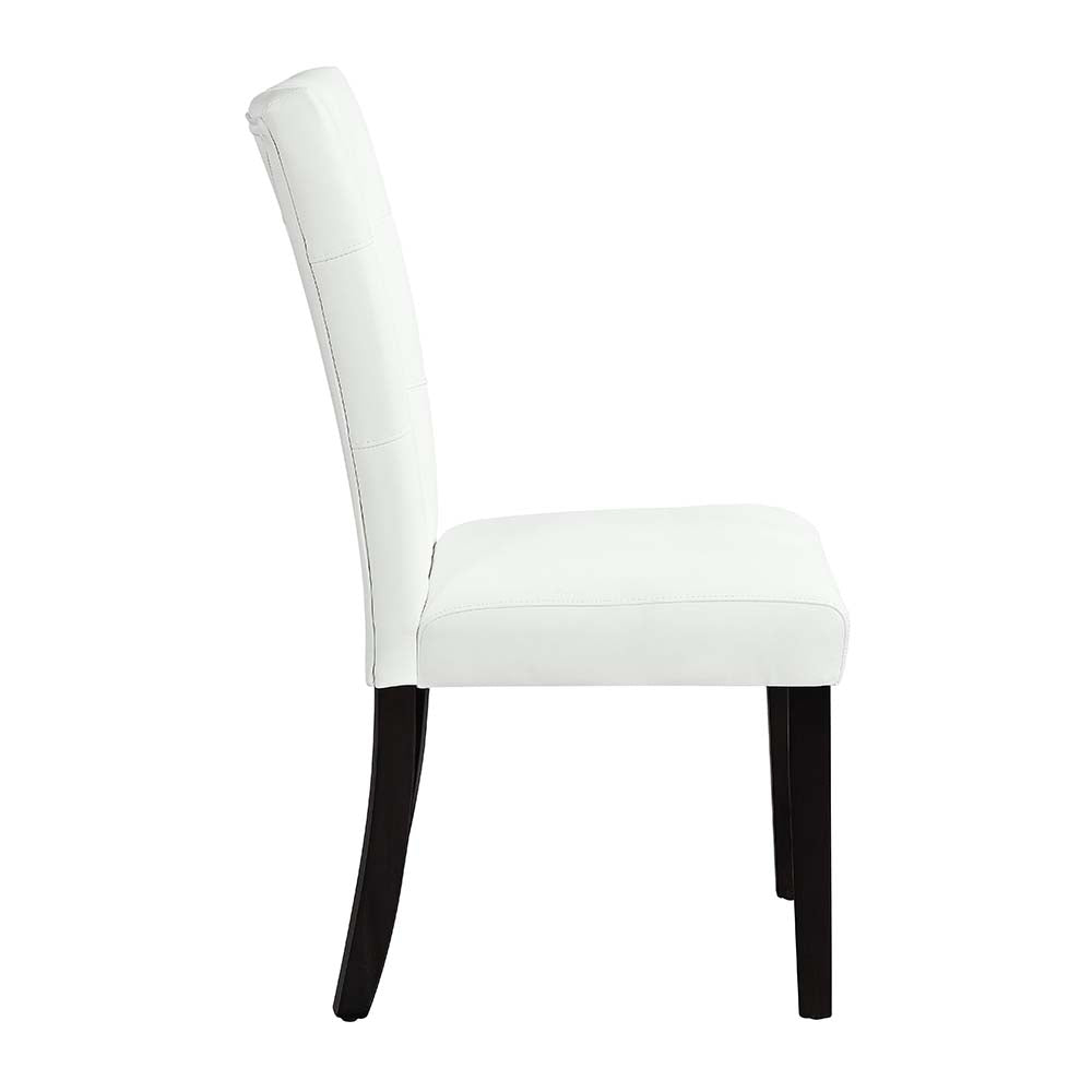 Hussein White Synthetic Leather & Black Finish Side Chair (Set-2)