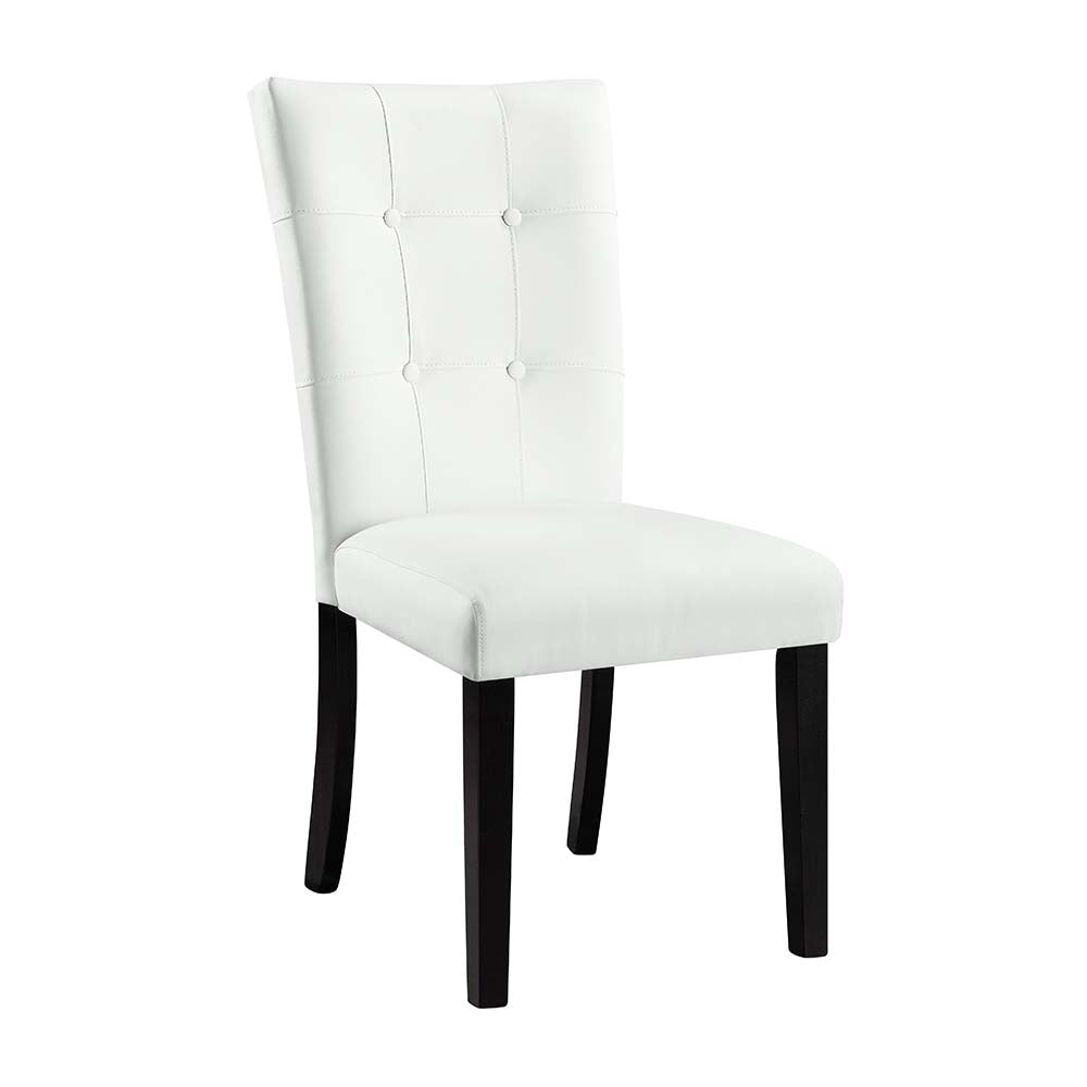 Hussein White Synthetic Leather & Black Finish Side Chair (Set-2)