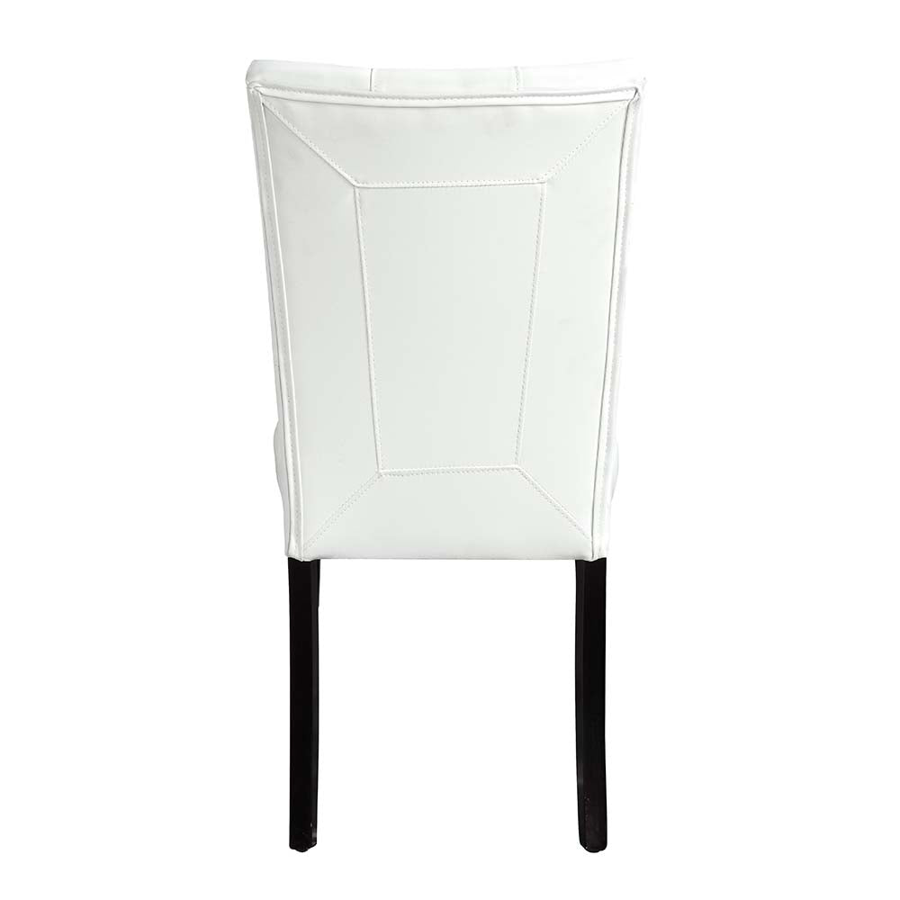 Hussein White Synthetic Leather & Black Finish Side Chair (Set-2)