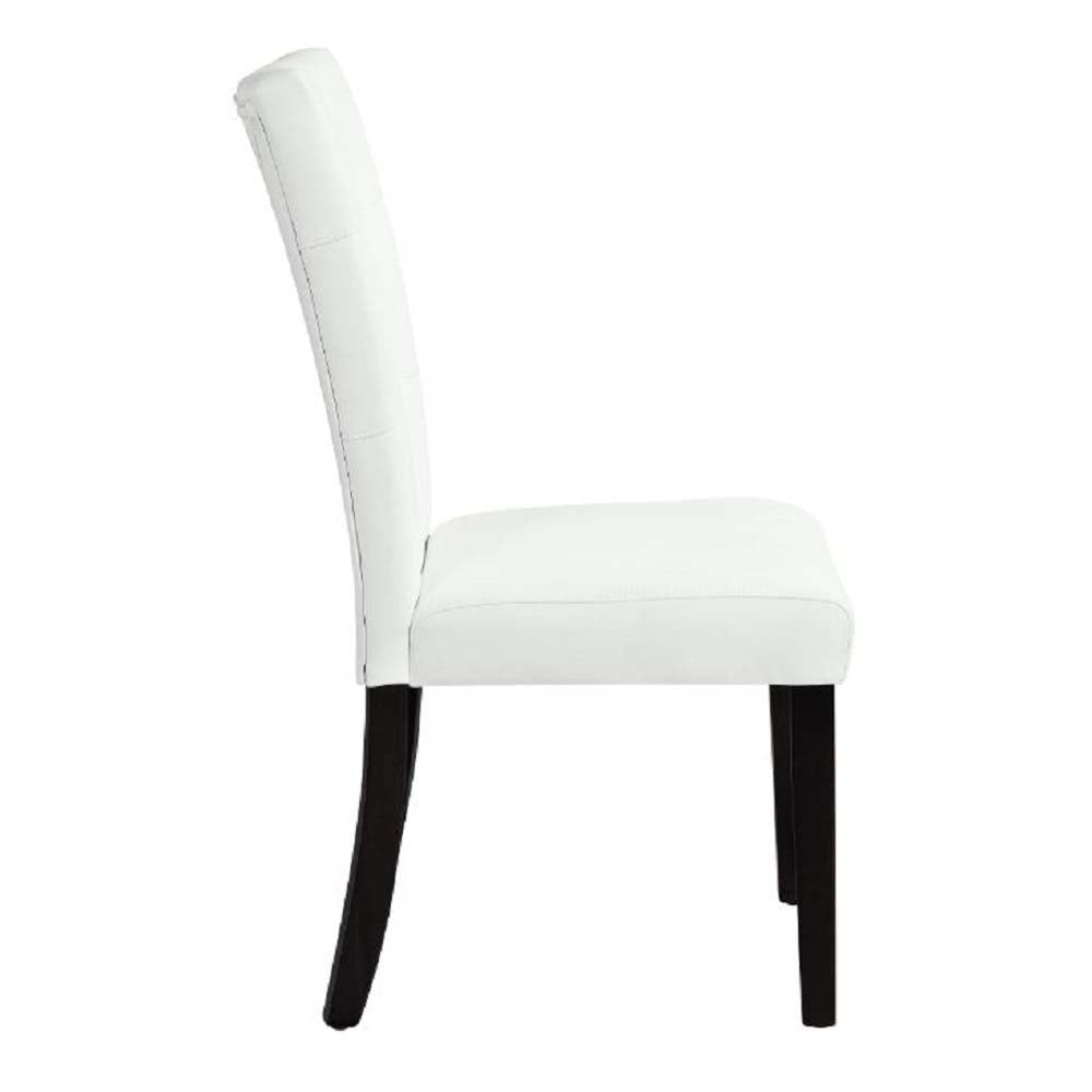 Hussein White Synthetic Leather & Black Finish Side Chair (Set-2)