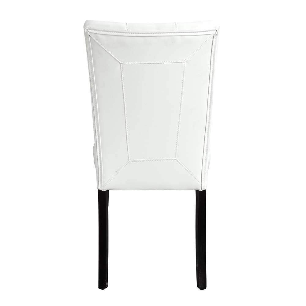 Hussein White Synthetic Leather & Black Finish Side Chair (Set-2)