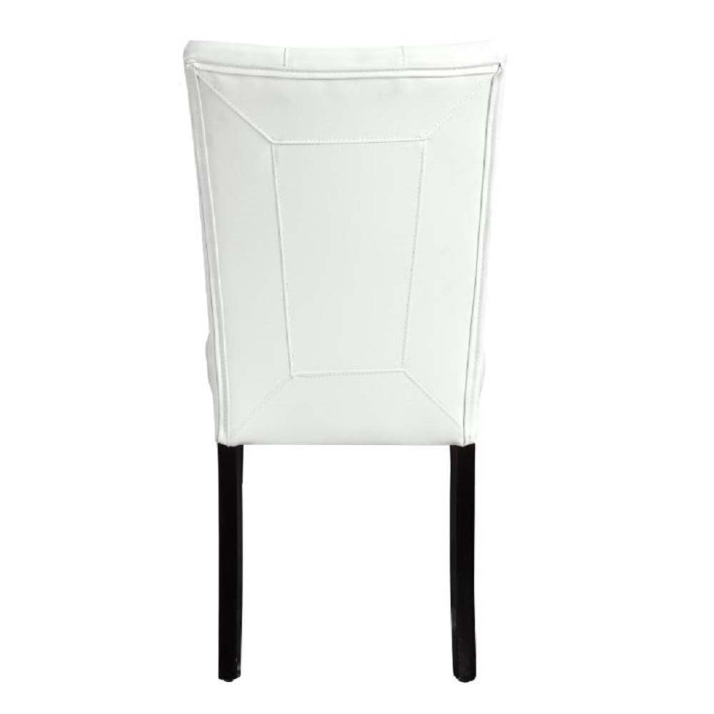 Hussein White Synthetic Leather & Black Finish Side Chair (Set-2)