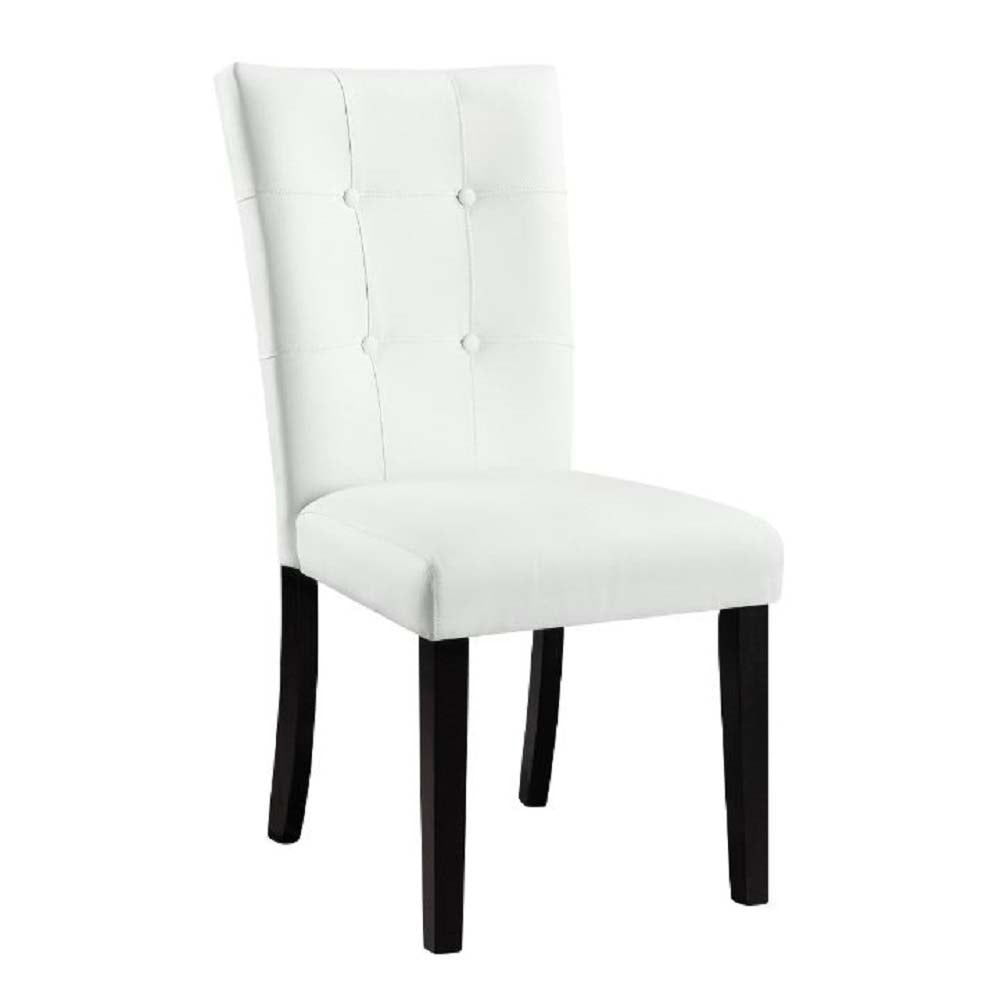 Hussein White Synthetic Leather & Black Finish Side Chair (Set-2)