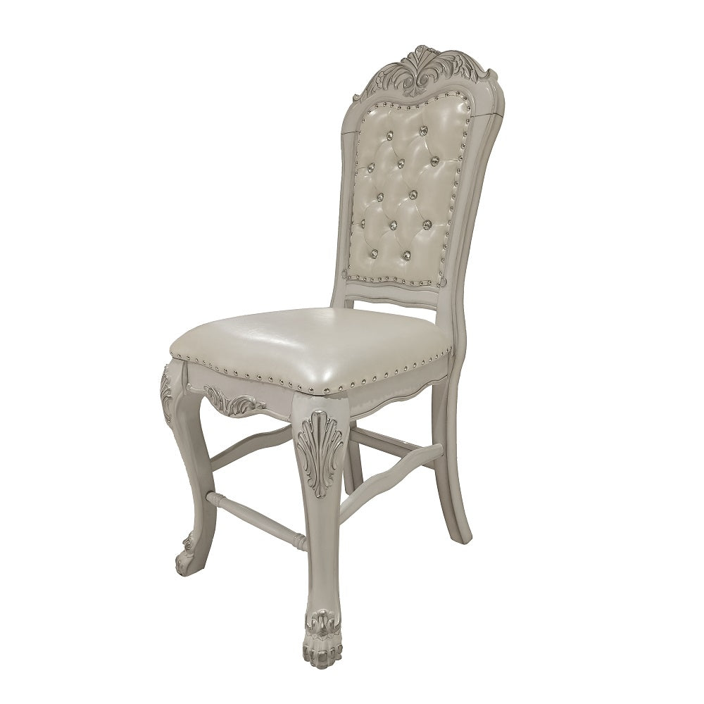 Dresden Synthetic Leather & Bone White Finish Counter Height Chair (Set-2)