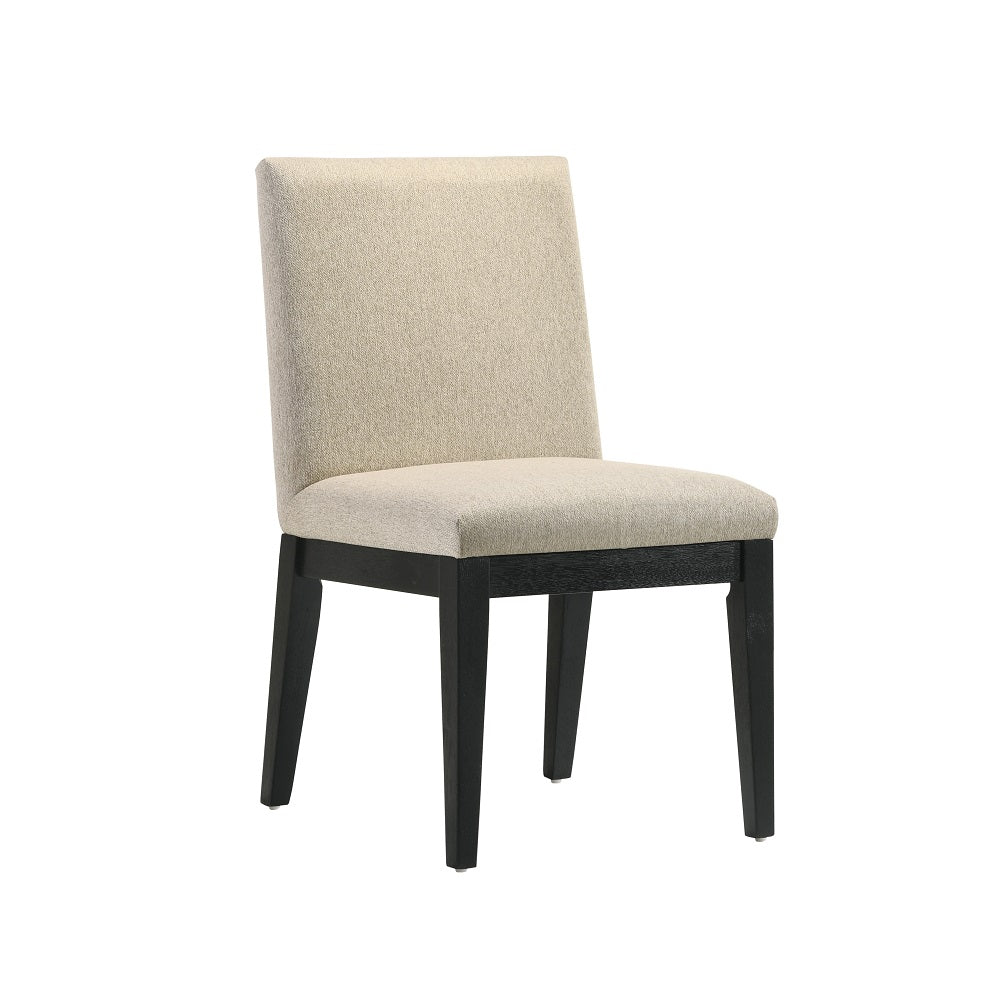 Froja Beige Fabric & Black Finish Side Chair (Set-2)