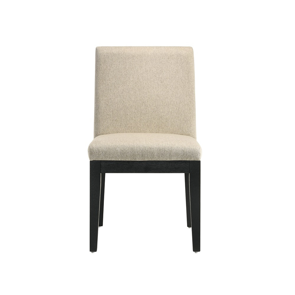 Froja Beige Fabric & Black Finish Side Chair (Set-2)