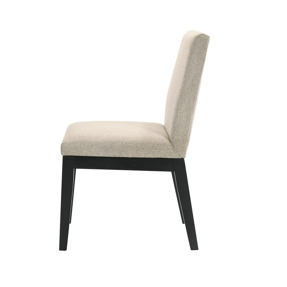 Froja Beige Fabric & Black Finish Side Chair (Set-2)