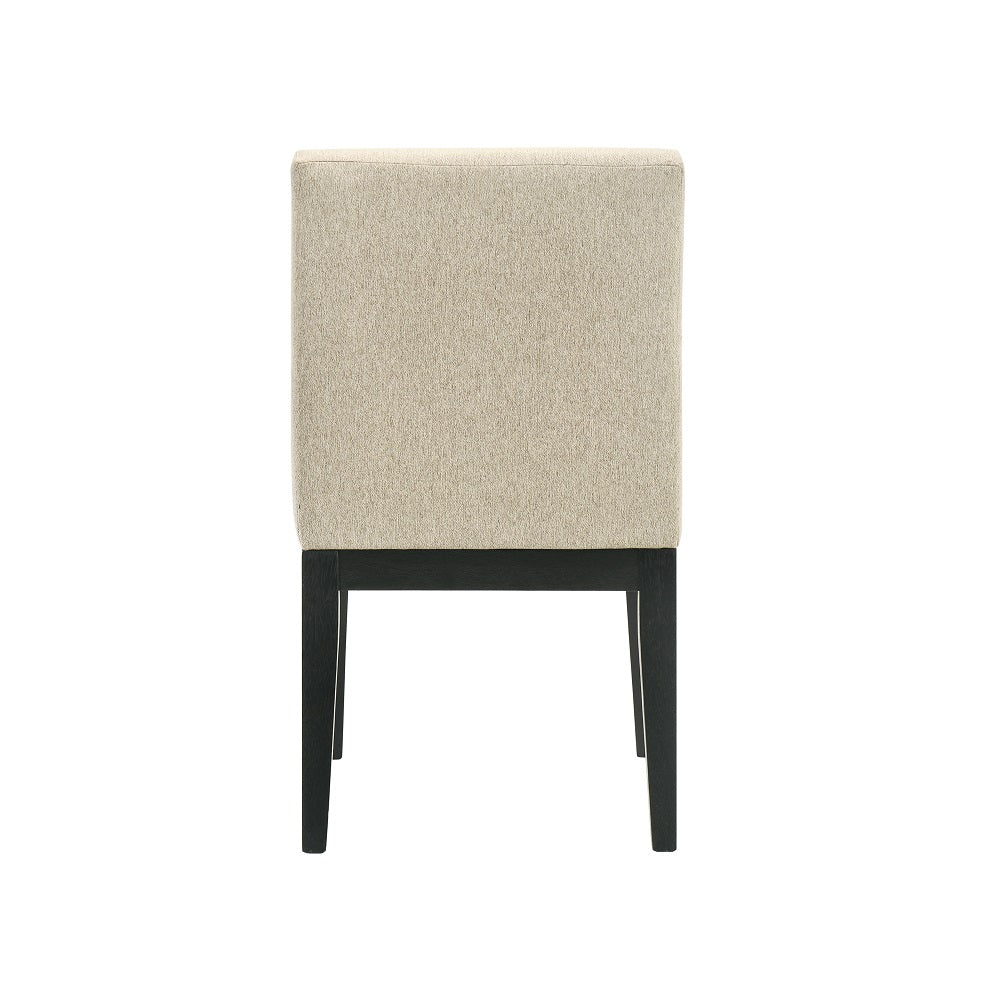Froja Beige Fabric & Black Finish Side Chair (Set-2)