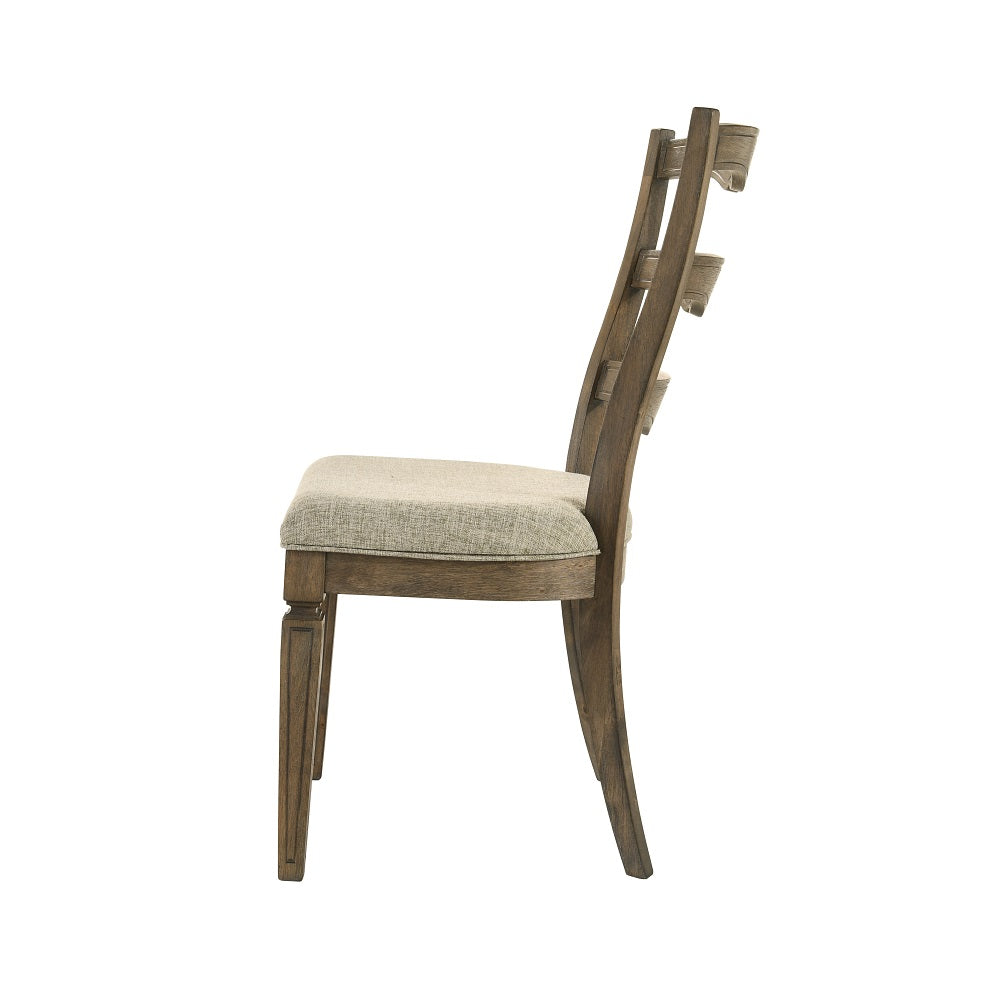 Parfield Fabric & Weathered Oak Finish Side Chair (Set-2)