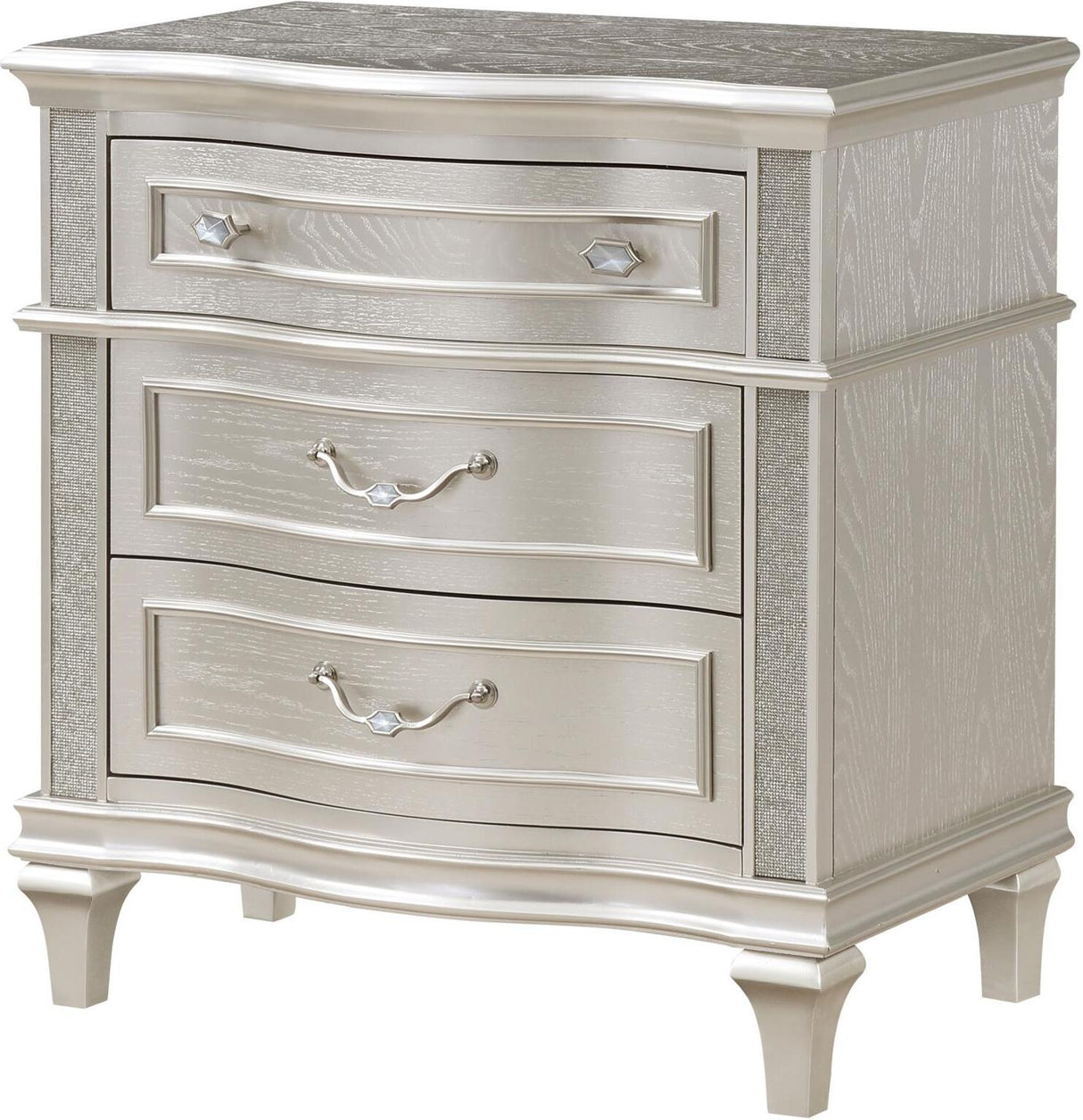 Evangeline Silver And Ivory Tufted Upholstered Platform Bedroom Set