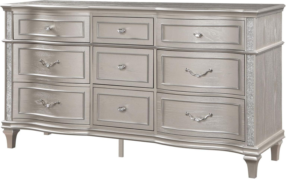 Evangeline Silver And Ivory Tufted Upholstered Platform Bedroom Set